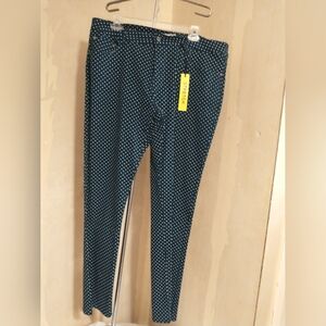 Navy Polka Dot Stretch Ankle Length Denim